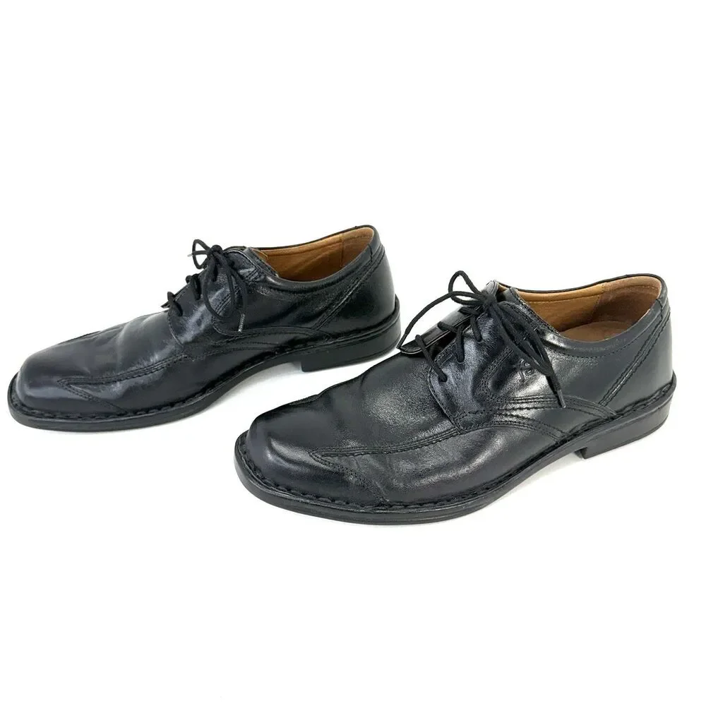 Josef Seibel Douglas 05 Black Leather Oxford Shoes EU 42 US 8.5-9 Mens Lace Up